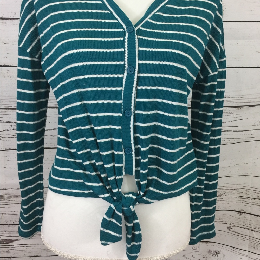 Good Luck Gem Women Striped Ribbed Knit Top